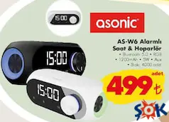 ASONİC AS-W6 ALARMLI SAAT & HOPARLÖR